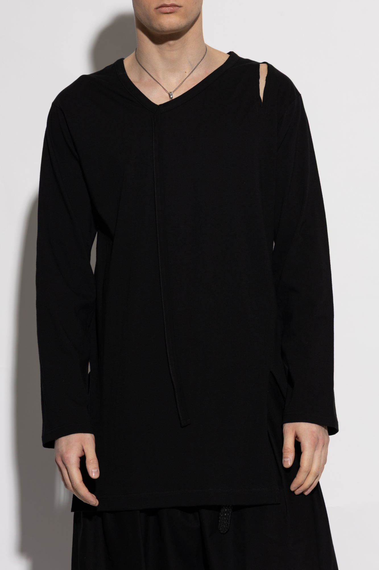 Tシャツ・カットソー Yohji Yamamoto 80/- HIGH GAUGE ASYMMETRY HEM LONG S Yohji Yamamoto POUR HOMME Asymmetry T-Shirt _ FASCINATE
